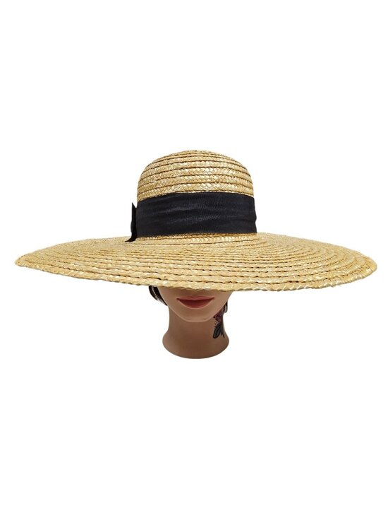 San Diego large brim straw Hat with black ribbon . women\'s O/S main image 5